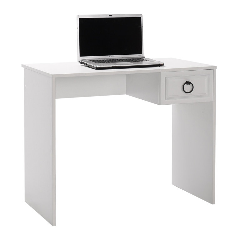 Modern Study Desk with Numerous Shelves, White | 100% Melamine Coated Particle Board, Thickness: 0.6 inches | Sleek Design Perfect for Home Office & Study Spaces, Elegant & Functional