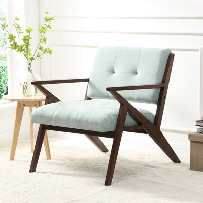 Chaise d'appoint Mid-Century moderne, 30 po avec coussin confortable, structure en bois, accoudoir incliné, pour le salon, la chambre à coucher, le bureau, le revêtement, les coussins d'assise, la structure solide, l'accoudoir, le tissu de la chambre à coucher, la chaise