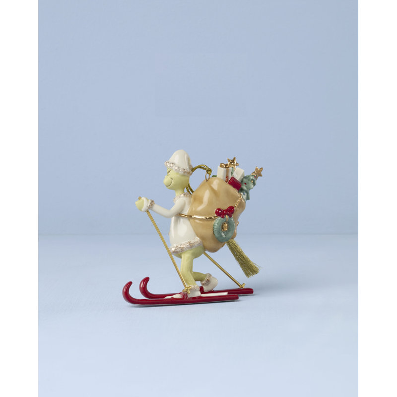 Lenox Grinch On Skis Ornament