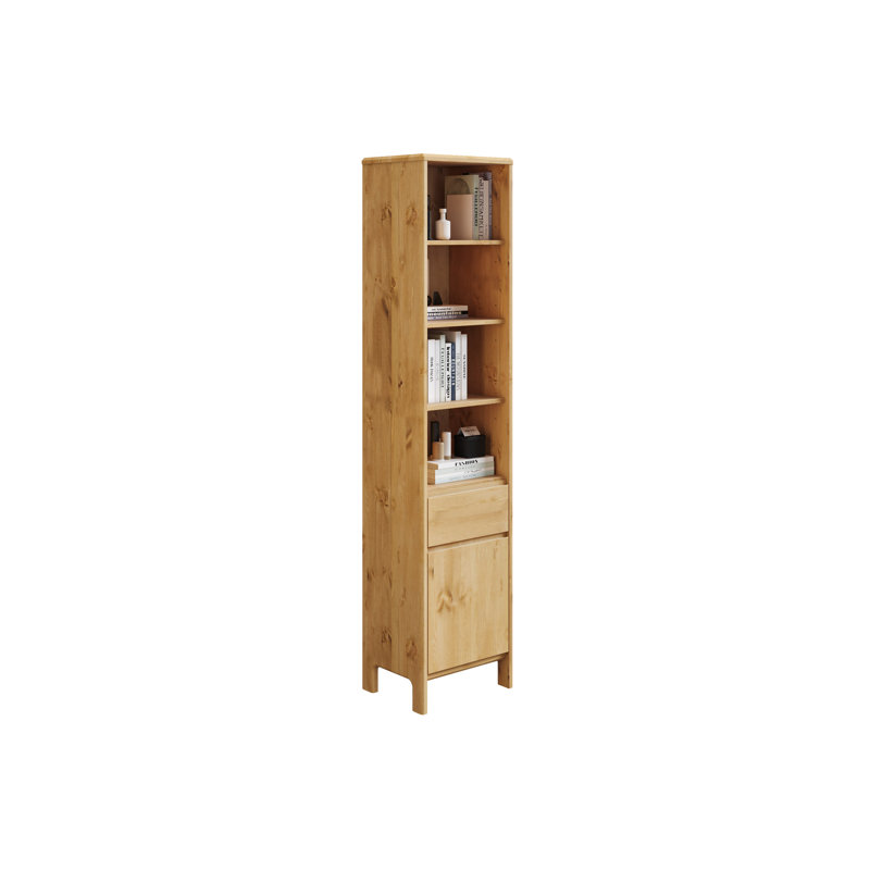 Fetullah 43.8cm W Solid Wood Height -Adjustable Shelving Unit, Natur.brown oil