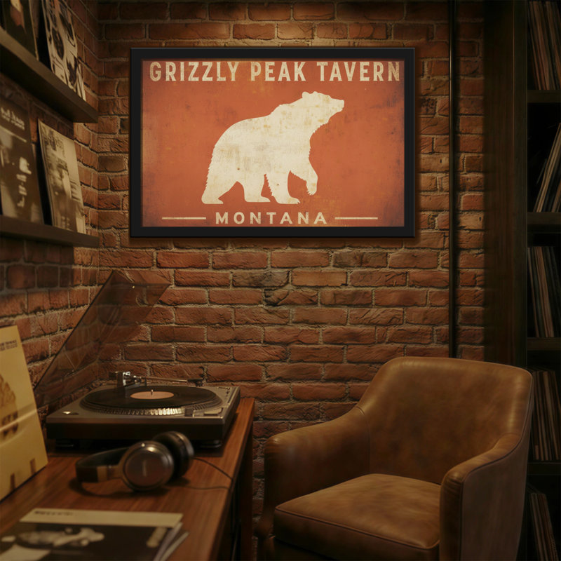Animaux, grizzly, silhouette, signe rustique, H 24 po x l 36 po