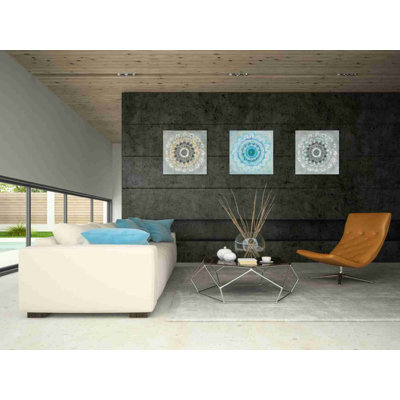 «Teal Sunburst» par Danhui Nai, art mural sur toile