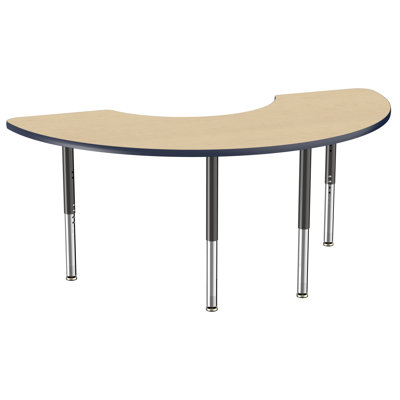 36" x 72" Half Moon T-Mold Activity Table with Adjustable Legs