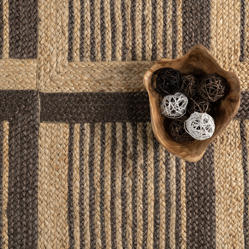 Tapis en jute à motif géométrique Aletta, Rectangle 7 pi 6 po x 9 pi 6 po