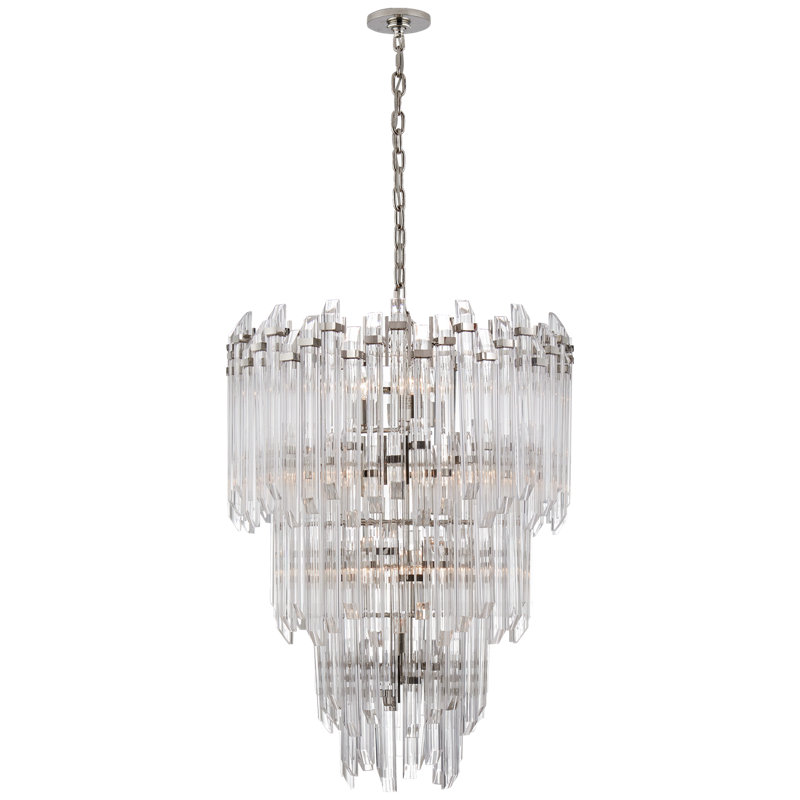 Suzanne Kasler Adele Three-Tier Waterfall Chandelier, Polished Nickel