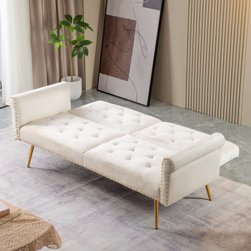 Canapé-lit 70 po Janifer, Velours beige