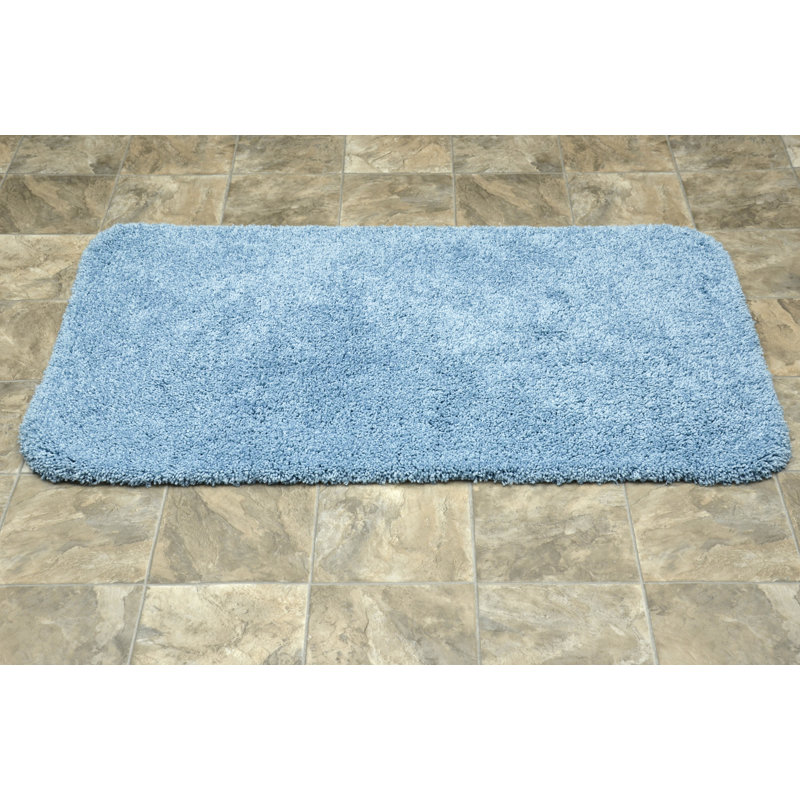 Treye Nylon Bath Rug with Non-Slip Backing, Basin Blue, Rectangle 30" x 50"