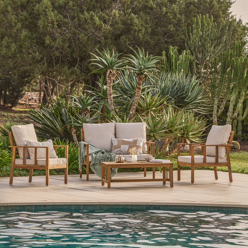Daphne Wooden Garden Sofa Set - Natural, Sand