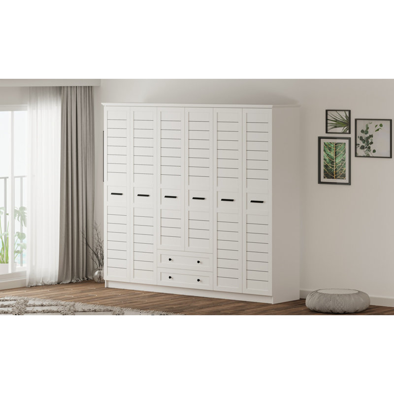 Schaffer 6 Door Manufactured Wood Wardrobe, 184cm H x 210cm W x 52cm D