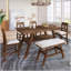 Ensemble de salle à manger à hauteur de comptoir rustique 6 pièces avec rangement, banc et 4 chaises, coussins noyer et beige-2091214909-2091214907