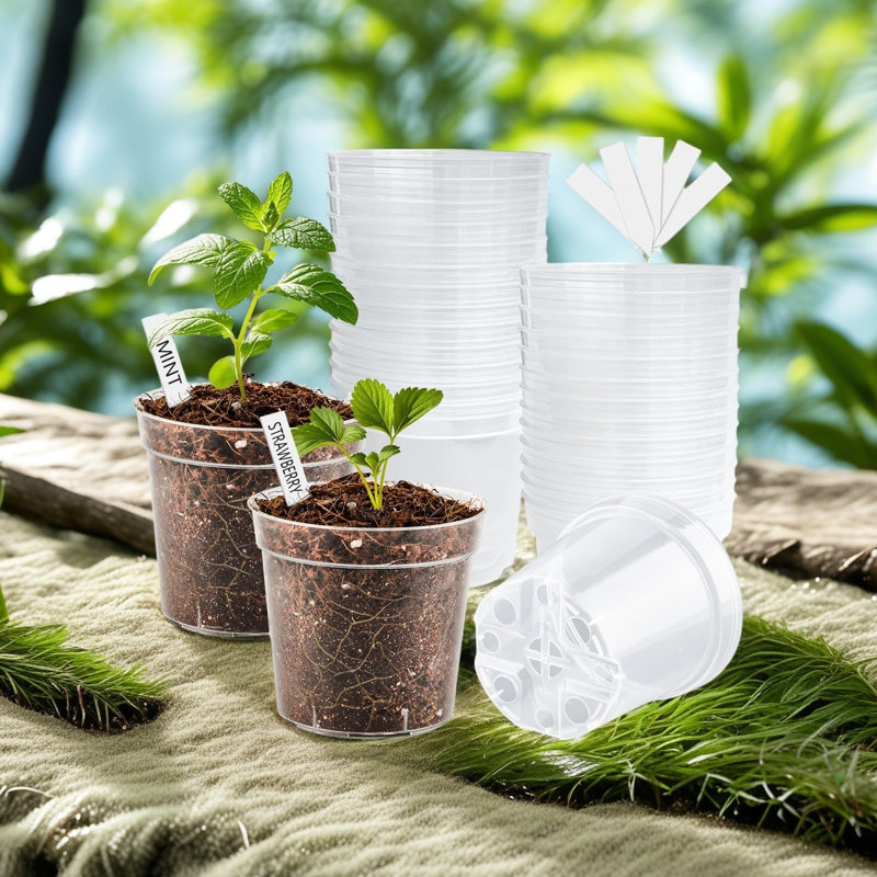Transparent Plant Seedling Pot, 3.5" H x 4" W x 4" D