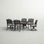 Ensemble repas de patio 7 pièces Frazee (avec 2 chaises berçantes pivotantes) avec coussins et table de salle à manger rectangulaire de 42 po x 72 po