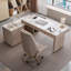 Bureau 5 tiroirs kaki + doré fritté en L + bois massif + acier inoxydable-917207094-917207092