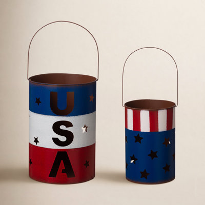 2-Piece Metal Patriotic Lantern Set