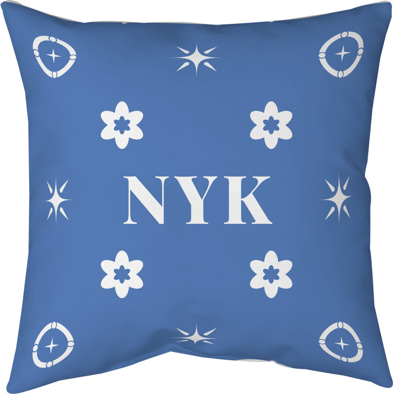 Coussin en coton New York Basketball, New York blanc / bleu / orange, H 14 po x l 14 po