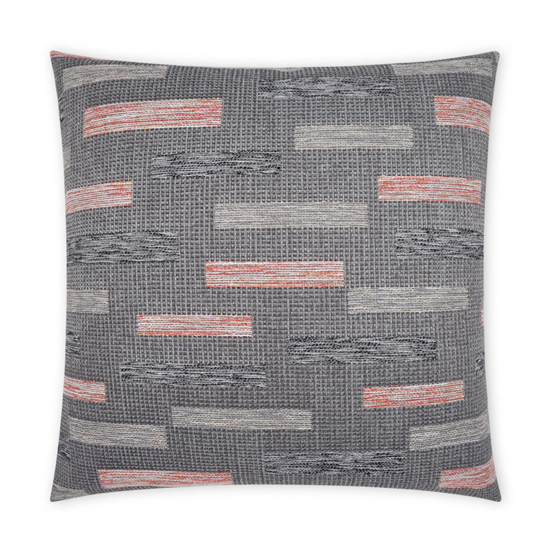 Coussin décoratif extérieur Blockweave, Corail / saumon, Carré 22 po