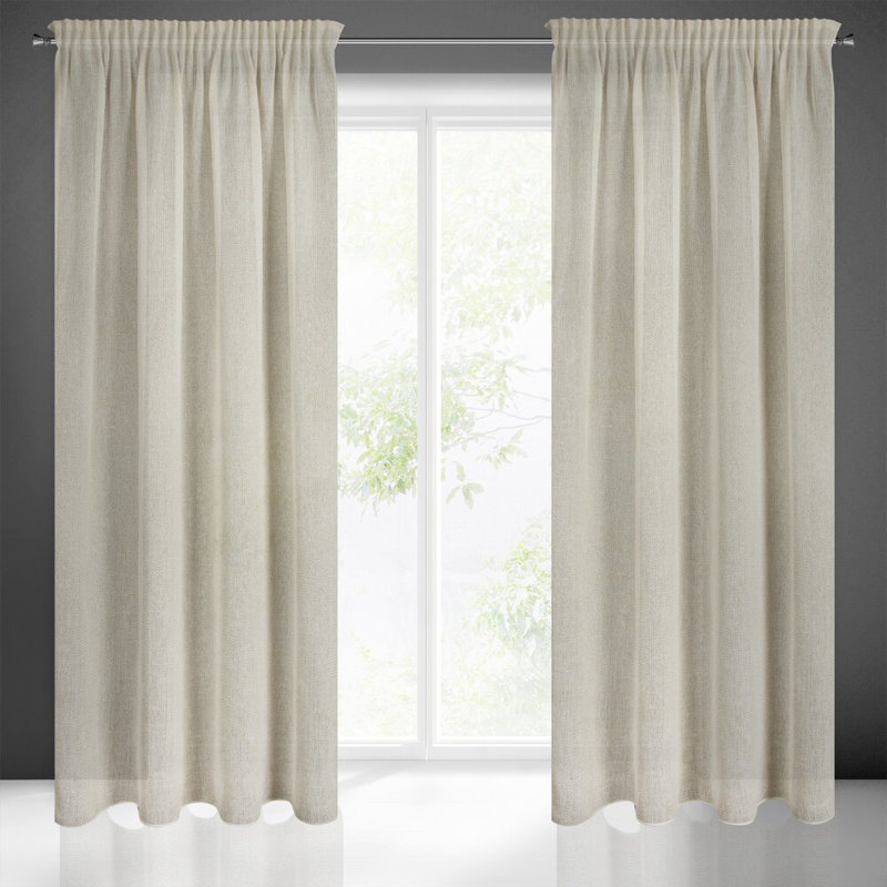 Lowndes 100% Polyester Standard Slot Top Curtain Panel, Beige