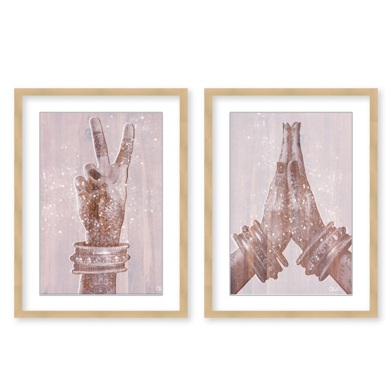 «Peace and Namaste» par Olivia Rose - impression sur toile 2 pièces, H 14 po x l 20 po, Naturel