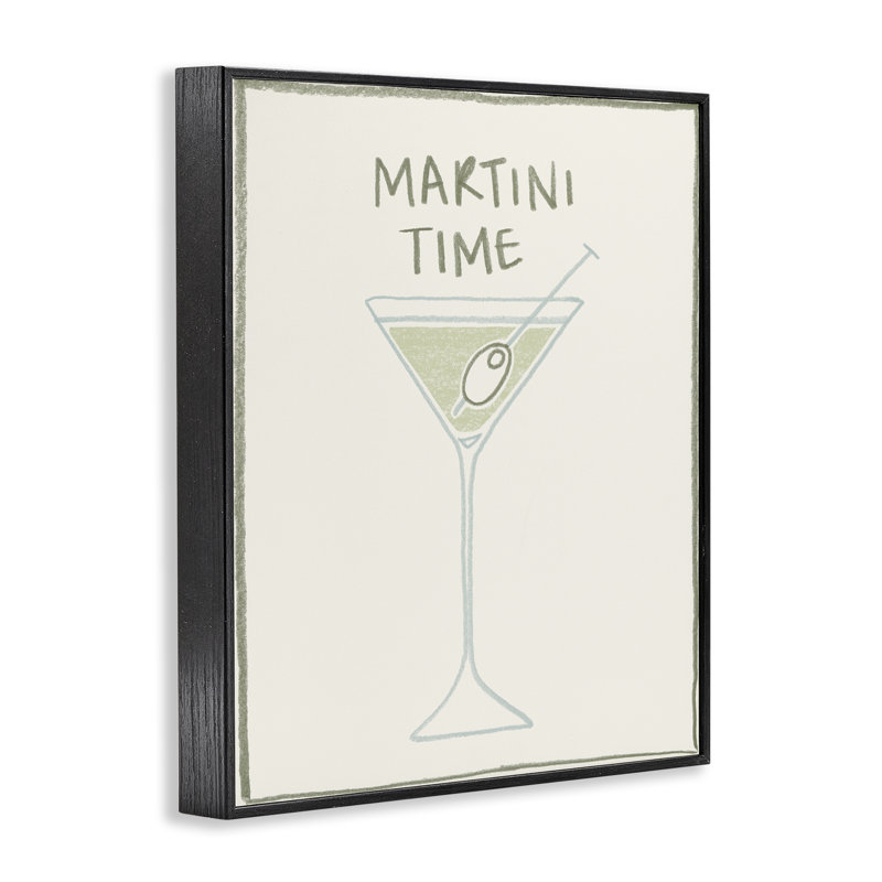 Giclée encadrée Minimal Martini Time, design par Grace Popp, Noir, H 30 po x l 24 po