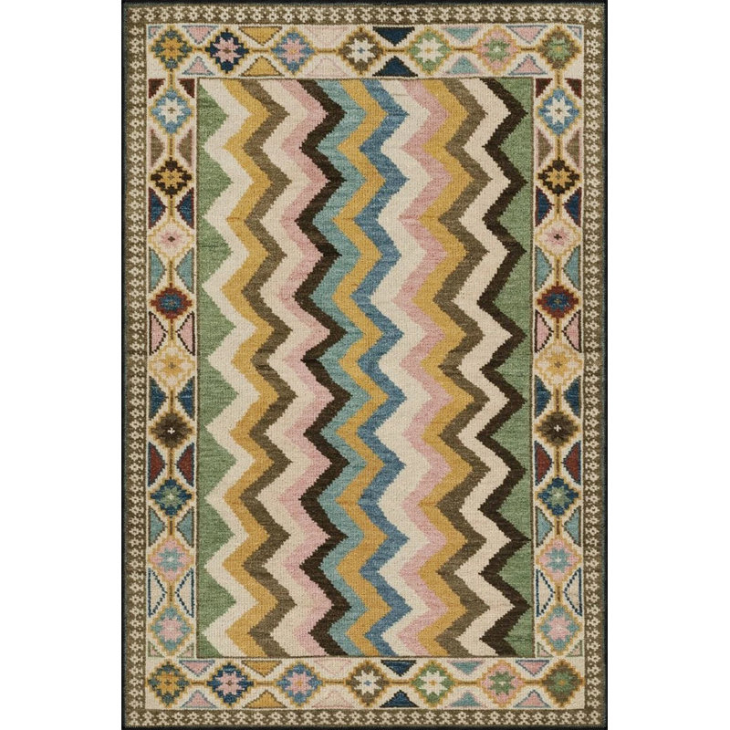 Vertical Cross Patterned Decorative And Woven Based Washable Carpet, Rectangle 2'4" x 4'