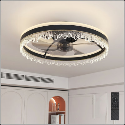 20-inch Black Smart Ceiling Fan with Silent Function, Multi-Speed Adjustment for Bedroom, Study Room, and Dining Room