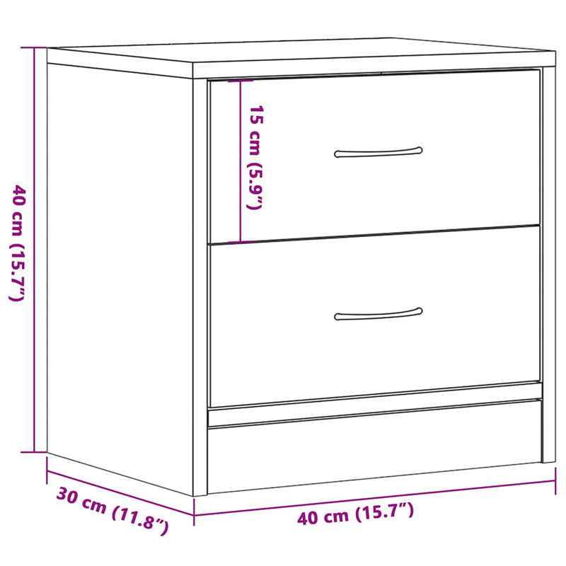40cm W Manufactured Wood Bedside Table