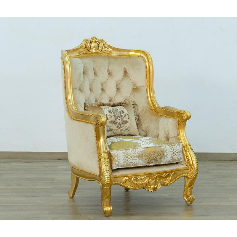 Luxor Tufted Wingback Chair, Gold
