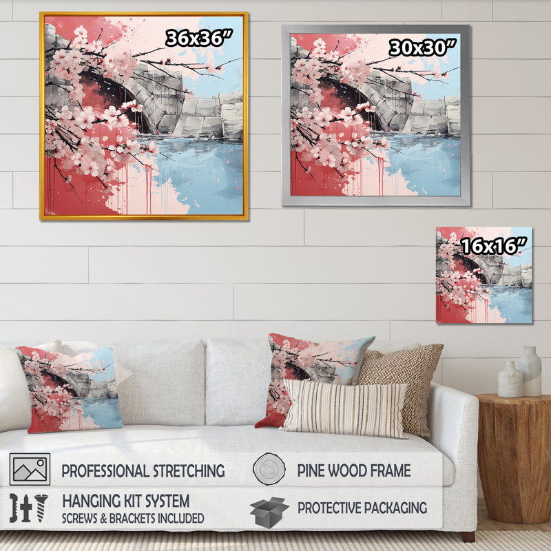 «Pink Spring Palette Of Blossoms Collage», art mural cerisier en fleurs, Noir, H 30 po x l 30 po