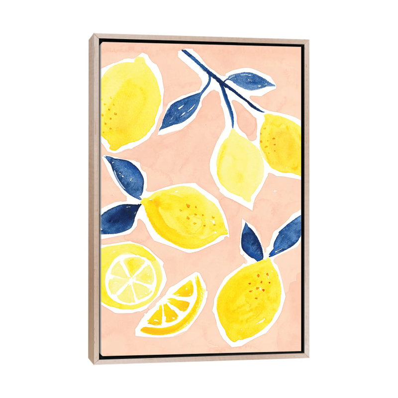 «Lemon Love I», reproduction d'art sur toile encadrée, H 26 po x l 18 po, Toile à cadre flottant sans passe-partout, Beige