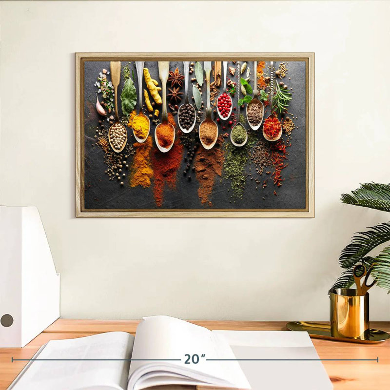 Choix d'épices, Cadre flottant en bois naturel, 37 po x 25 po
