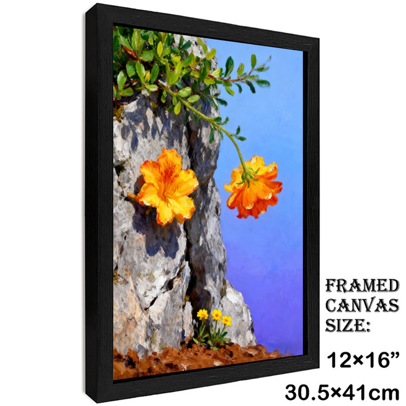 Art mural rétro noir avec fleurs colorées et impressions rétro, H 17 po x l 13 po