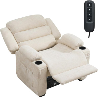 Oversized Power Recliner with 26" Wide Seat, Memory Remote, USB Port, Cup Holder & Side Pockets for Living Room