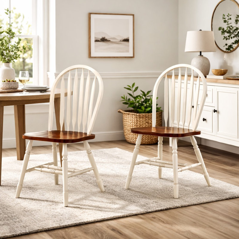Azizi 18'' H Solid Wood Side Chair, Antique White