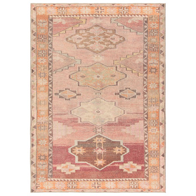 Tapis orange / rose / brun lavable