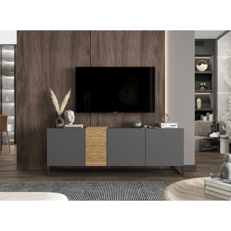Lillymae TV Stand for TVs up to 75", Oak Artisan/Gray Matt