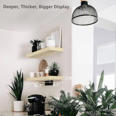 Ensemble de 2 tablettes de salle de bain flottantes pour étagère murale au-dessus de la toilette, ensemble de 2 petites décorations murales style campagne