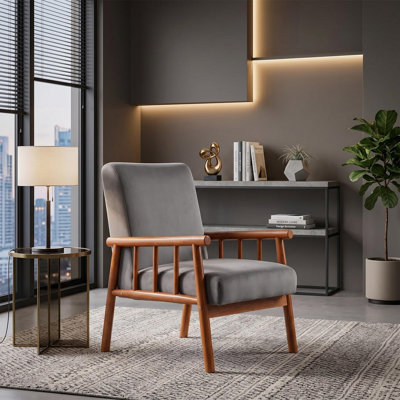 Fauteuil de style moderne Mid-Century de 25 po de large, gris