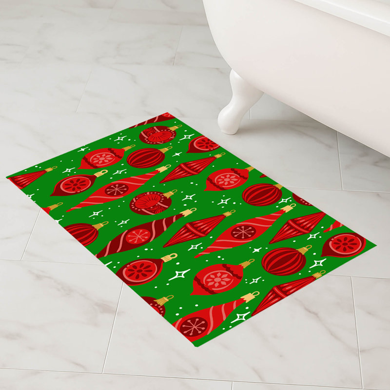 Tapis de bain Ornaments Holiday, Simple - L 34 po x l 21 po, Vert