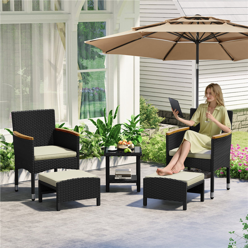 Outdoor Wicker Conversation Set Patio Furniture Set for Garden