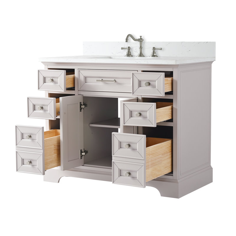 Thompson 42" W Single Bathroom Vanity, Taupe/Brushed Nickel