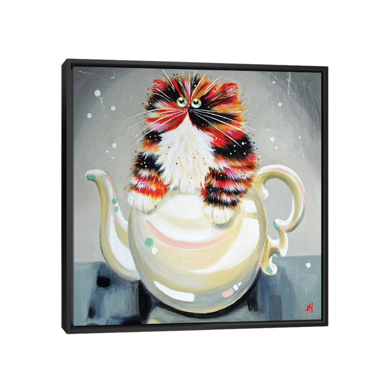 Oolong par Kim Haskins - reproduction d'art, H 18 po x l 18 po x 1,5 po, Toile avec cadre noir, Pas de tapis