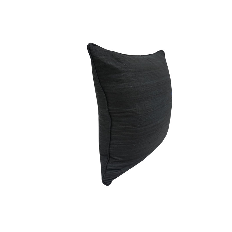Coussin en soie brute 18 po, Noir