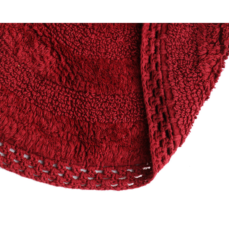 Adiraica 100% Cotton Bath Rug, Wine Red