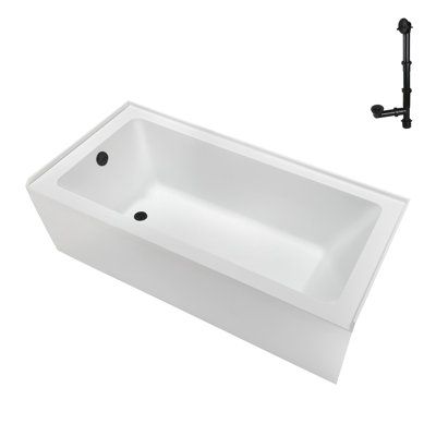 Streamline 60 in. x 30 in. Acrylic Left-Hand Drain Alcove Bathtub in Glossy White With External Drain
