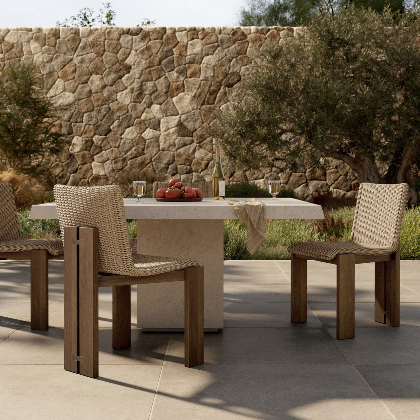 Teak Patio Side Chair, Stained Toasted Brown