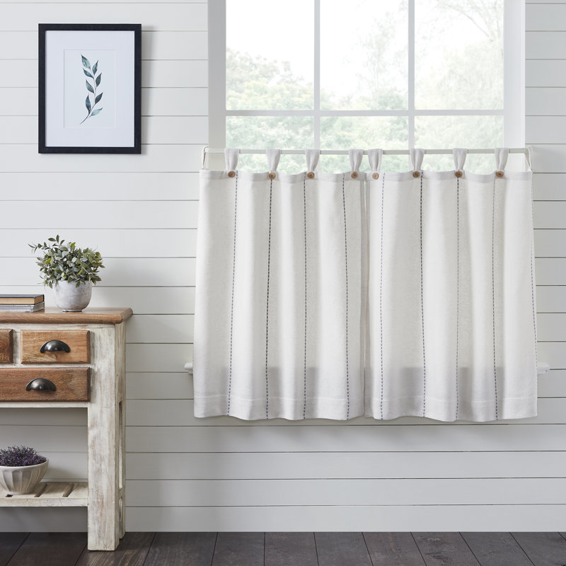Rideau de café 72 po Cumberledge, L 36 po x L 36 po, Blanc / Gris