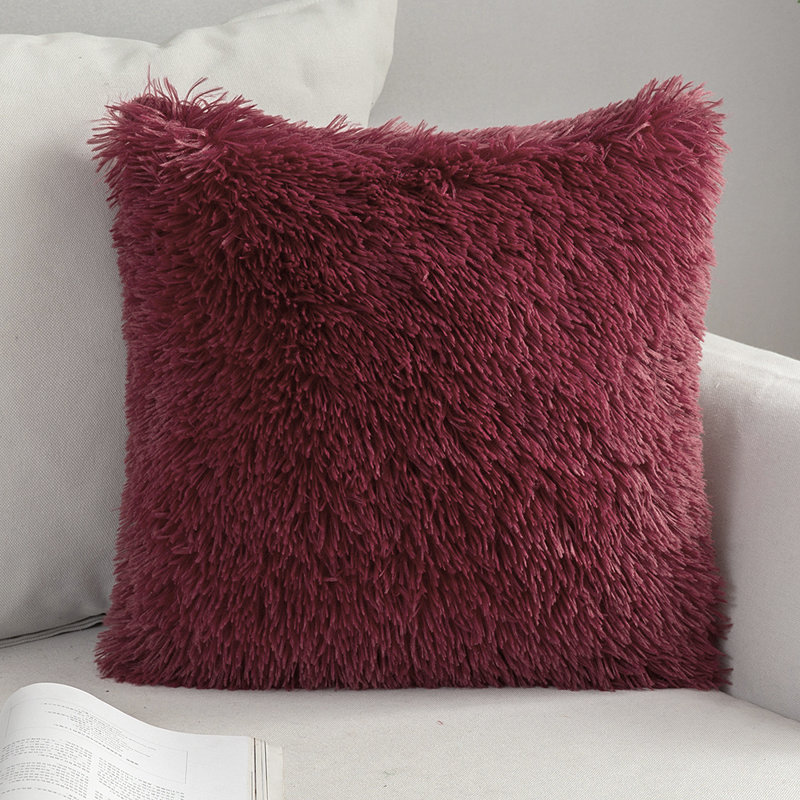  Housse de coussin carré et insert, 18 po x 18 po, Polyester, Vin rouge