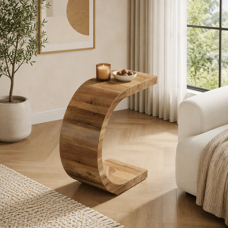 Table de bout polyvalente en forme de C avec une surface spacieuse pour une utilisation latérale du canapé et une stabilité de poste de travail pour ordinateur portable