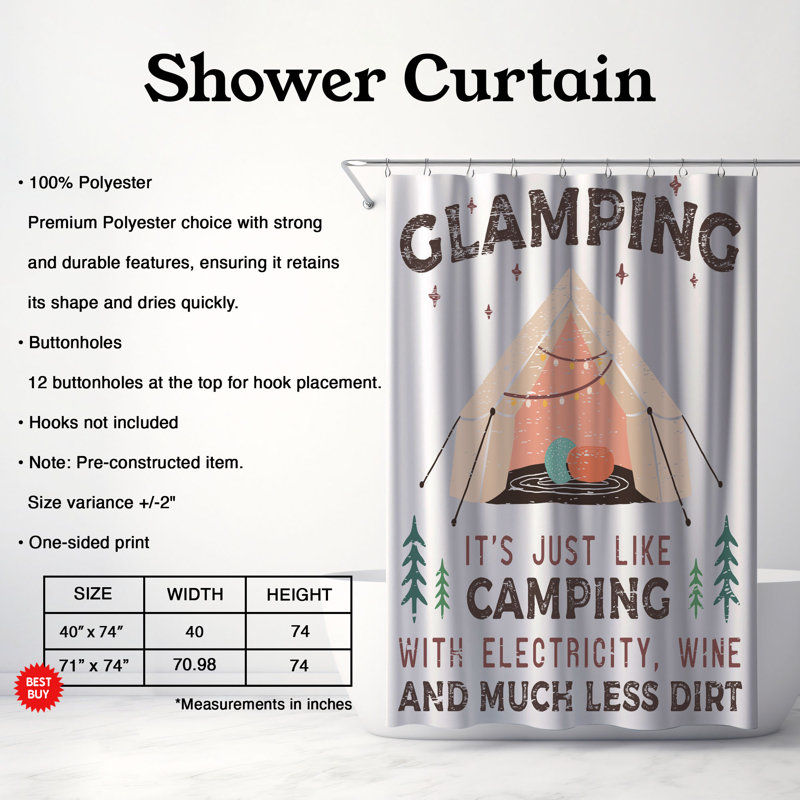 Rideau de douche 1 pièce Adventure Camp, H 74 po x l 40 po