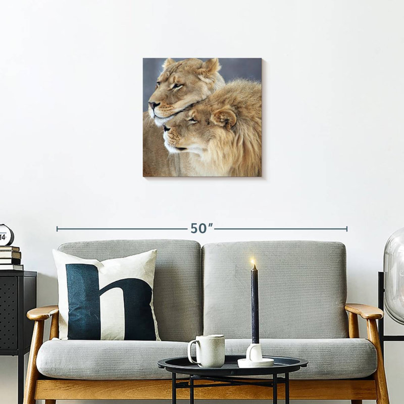 Amour de lion et de lionne Brampt, H 20 po x l 20 po